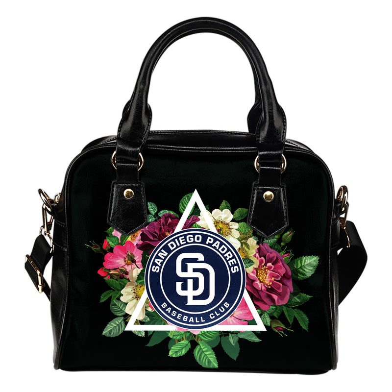 Floral Rose Valentine Logo San Diego Padres Shoulder Handbags
