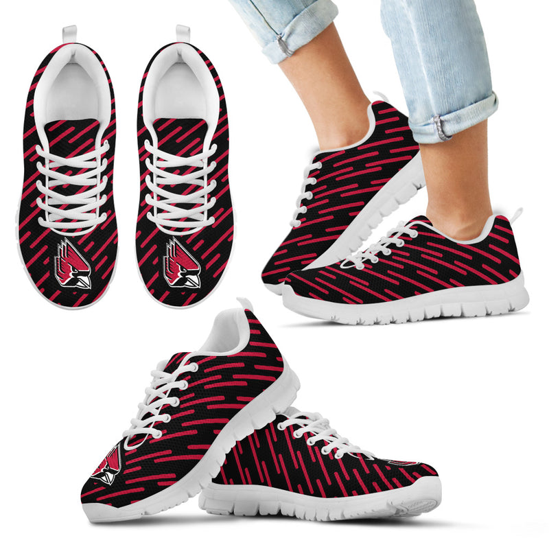 Marvelous Striped Stunning Logo Ball State Cardinals Sneakers