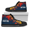 Fire Burning Fierce Strong Logo Seattle Seahawks High Top Shoes