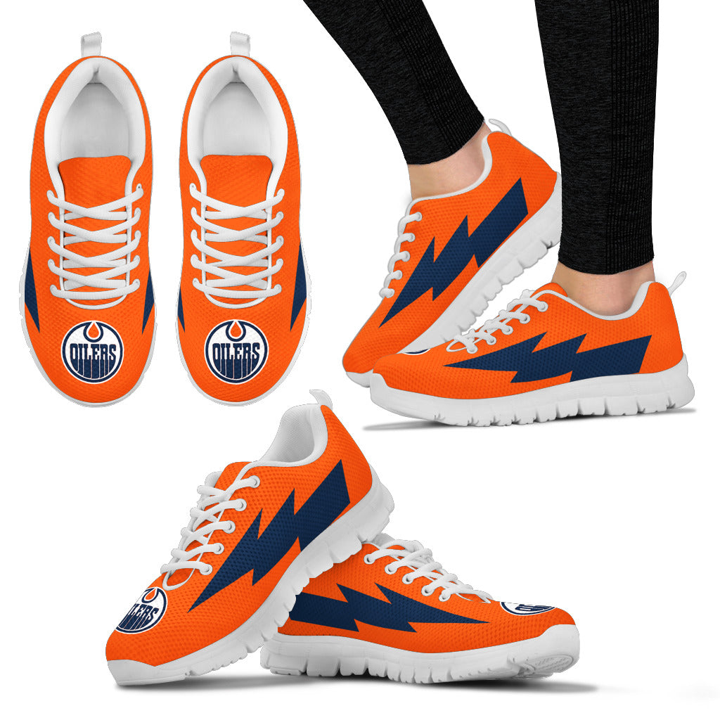 Perfect Style Edmonton Oilers Sneakers Thunder Lightning Amazing Logo
