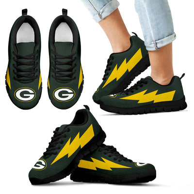Cool Green Bay Packers Sneakers Thunder Lightning Amazing Logo