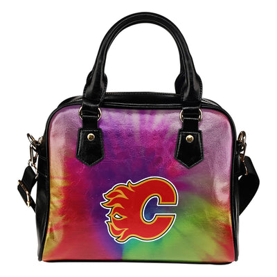 Rainbow Dynamic Mix Colours Gorgeous Calgary Flames Shoulder Handbags
