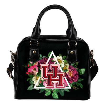 Floral Rose Valentine Logo Houston Cougars Shoulder Handbags