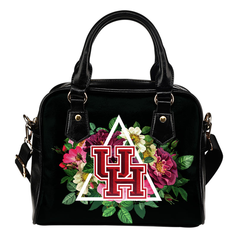Floral Rose Valentine Logo Houston Cougars Shoulder Handbags