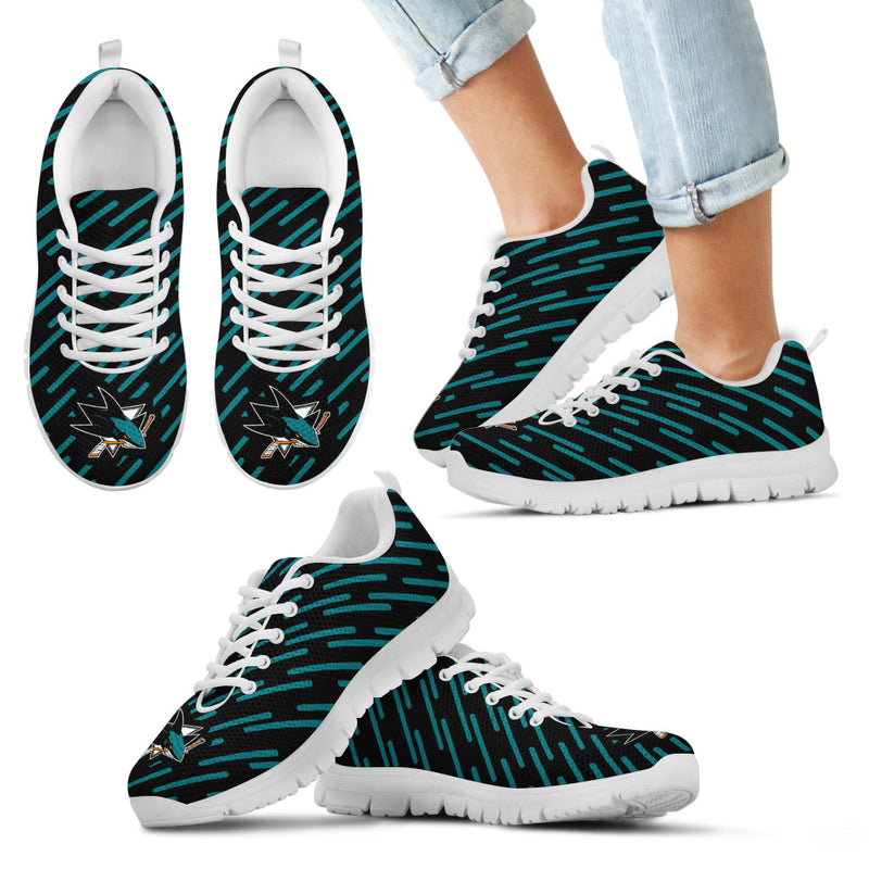 Marvelous Striped Stunning Logo San Jose Sharks Sneakers
