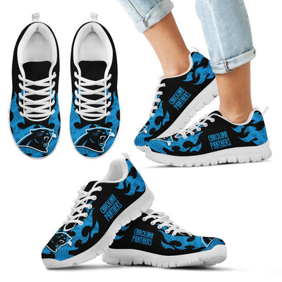 Tribal Flames Pattern Carolina Panthers Sneakers