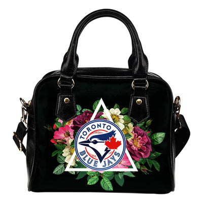 Floral Rose Valentine Logo Toronto Blue Jays Shoulder Handbags