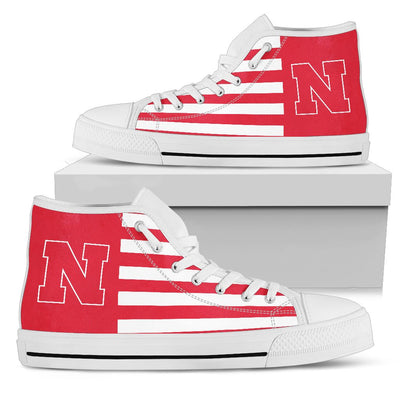 American Flag Nebraska Cornhuskers High Top Shoes