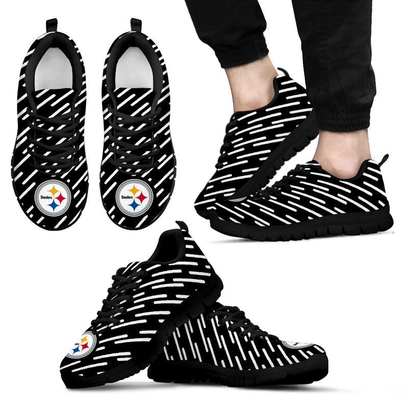 Marvelous Striped Stunning Logo Pittsburgh Steelers Sneakers