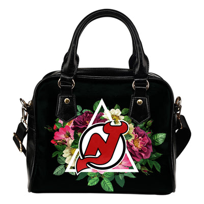 Floral Rose Valentine Logo New Jersey Devils Shoulder Handbags