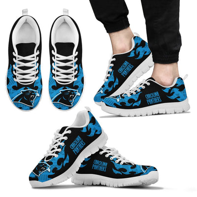 Tribal Flames Pattern Carolina Panthers Sneakers