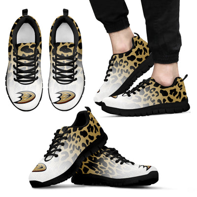 Custom Printed Anaheim Ducks Sneakers Leopard Pattern Awesome