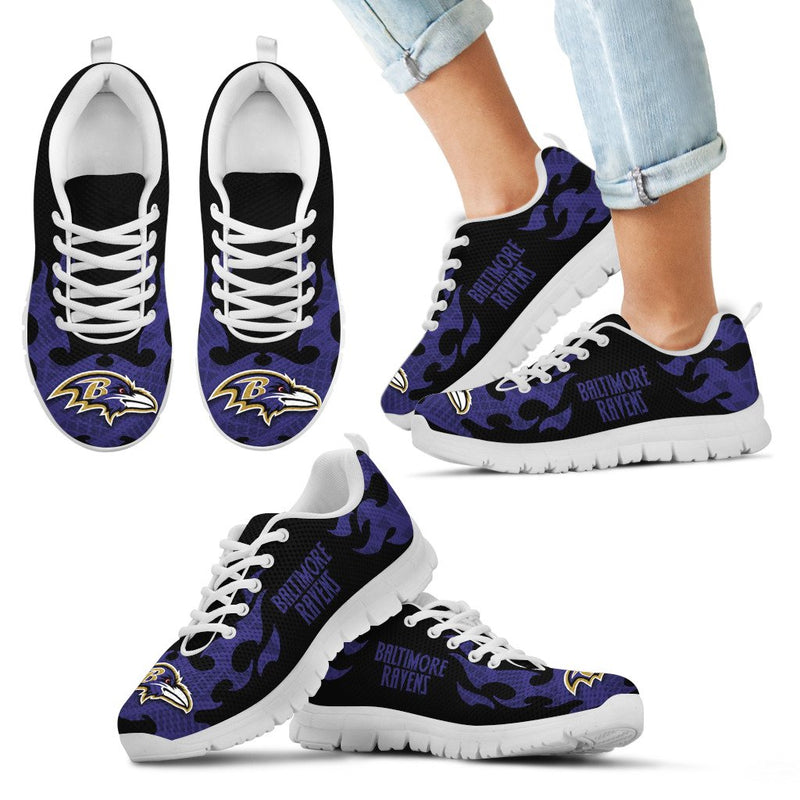 Tribal Flames Pattern Baltimore Ravens Sneakers