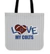 Love My Indianapolis Colts Vertical Stripes Pattern Tote Bags