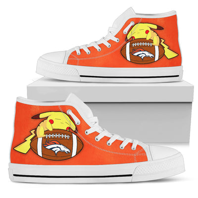 Pikachu Laying On Ball Denver Broncos High Top Shoes