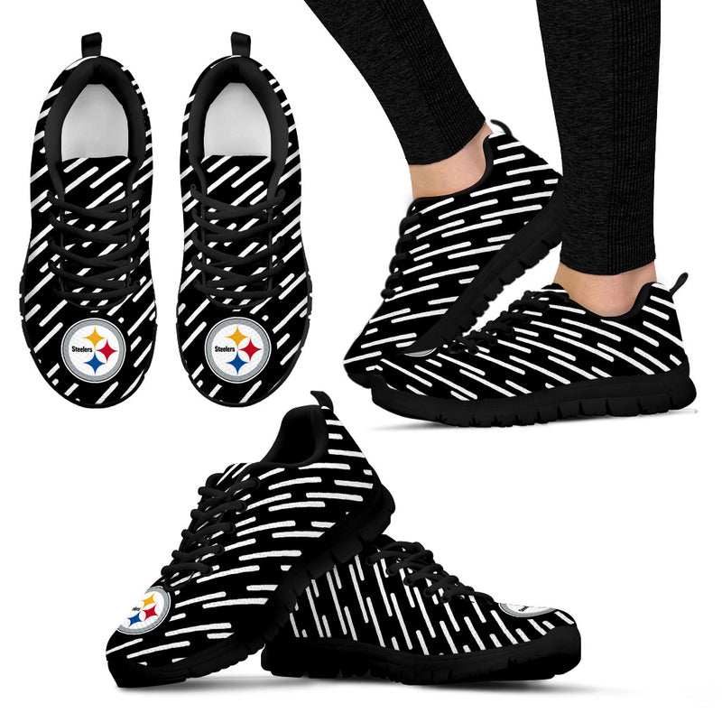 Marvelous Striped Stunning Logo Pittsburgh Steelers Sneakers