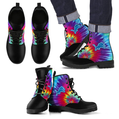 Tie Dying Awesome Background Rainbow Detroit Lions Boots