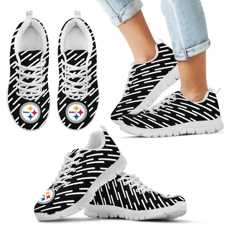 Marvelous Striped Stunning Logo Pittsburgh Steelers Sneakers