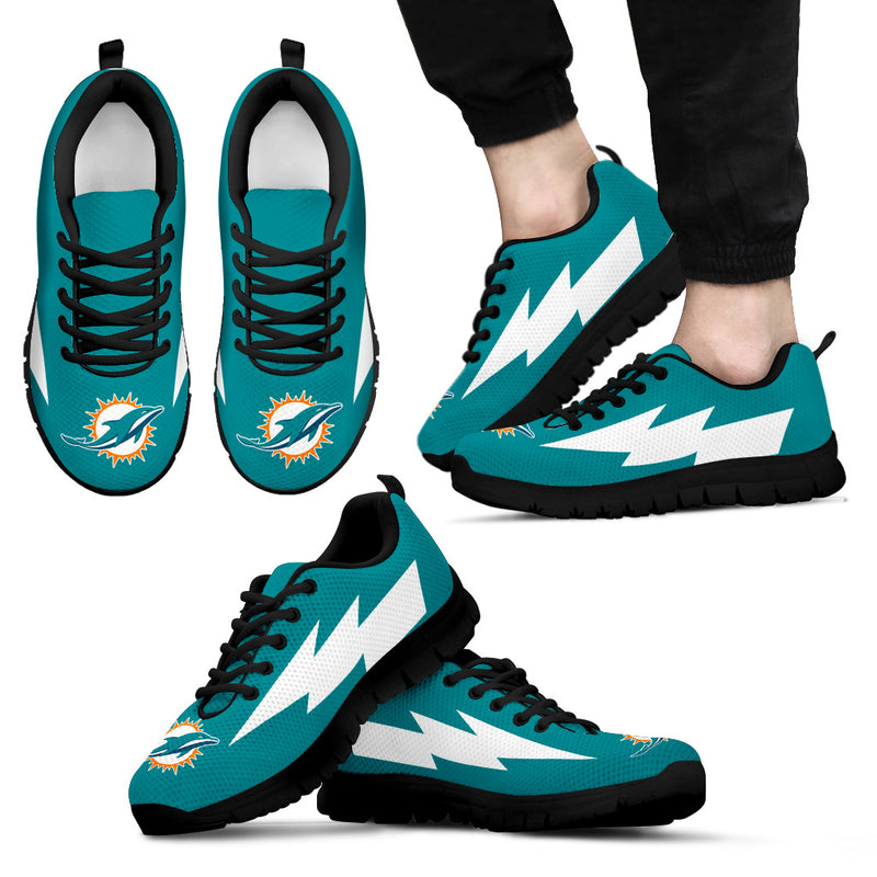 Interesting Miami Dolphins Sneakers Thunder Lightning Amazing Logo