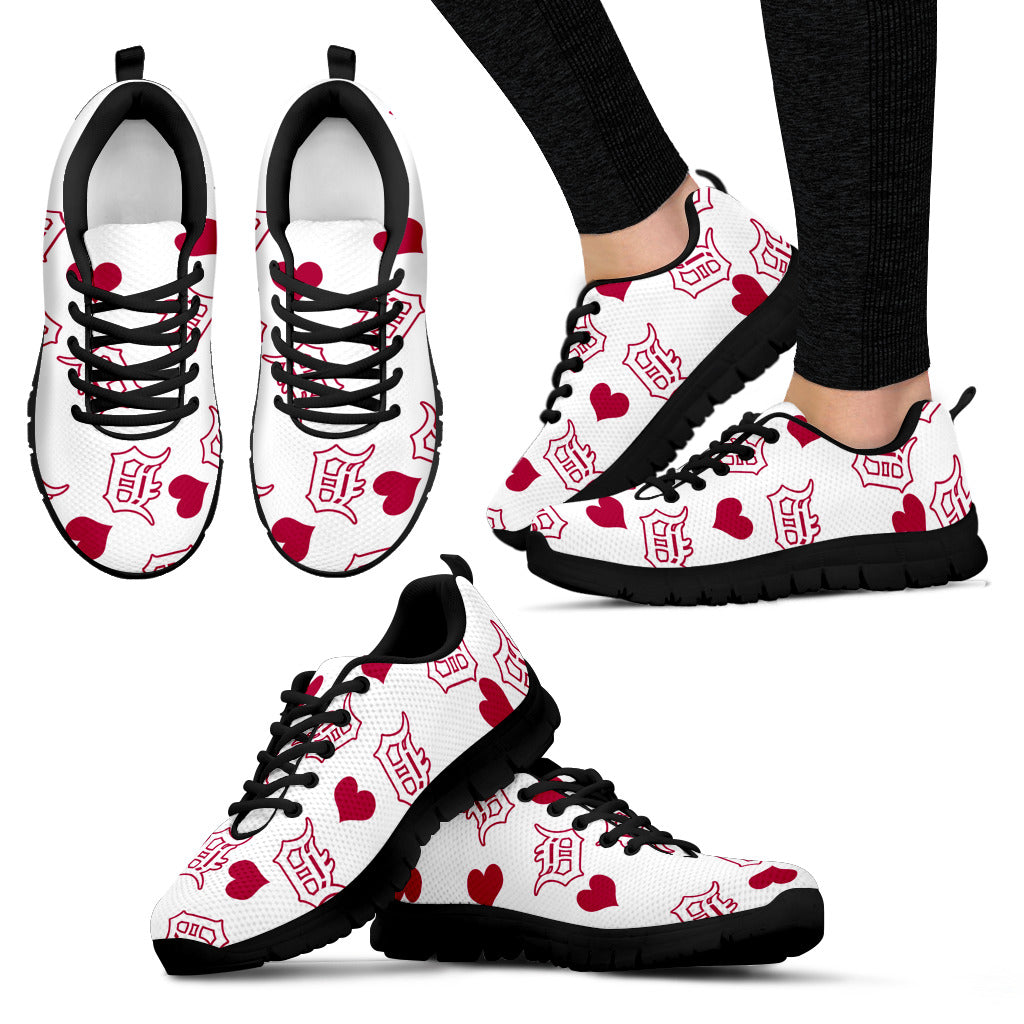 Sweeten Dreamy Love Pattern With Logo Detroit Tigers Sneakers