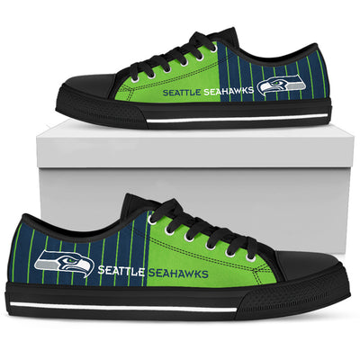 Cool Simple Design Vertical Stripes Seattle Seahawks Low Top Shoes