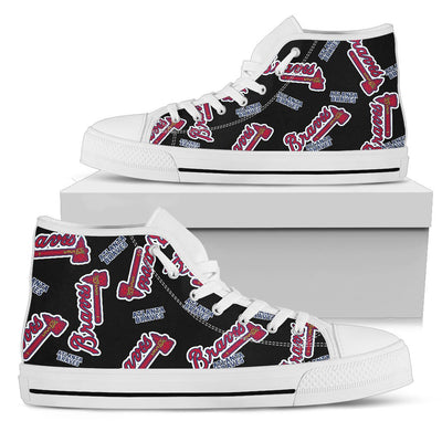 Script Logo Pattern Atlanta Braves High Top Shoes