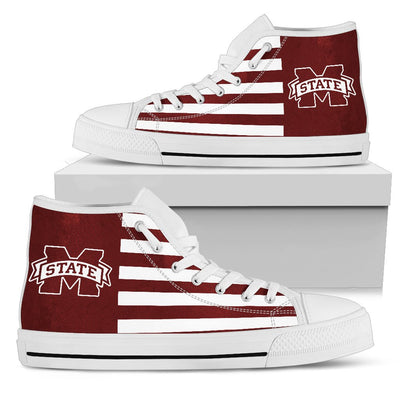 American Flag Mississippi State Bulldogs High Top Shoes