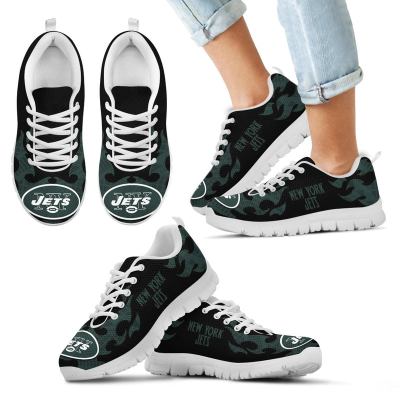 Tribal Flames Pattern New York Jets Sneakers