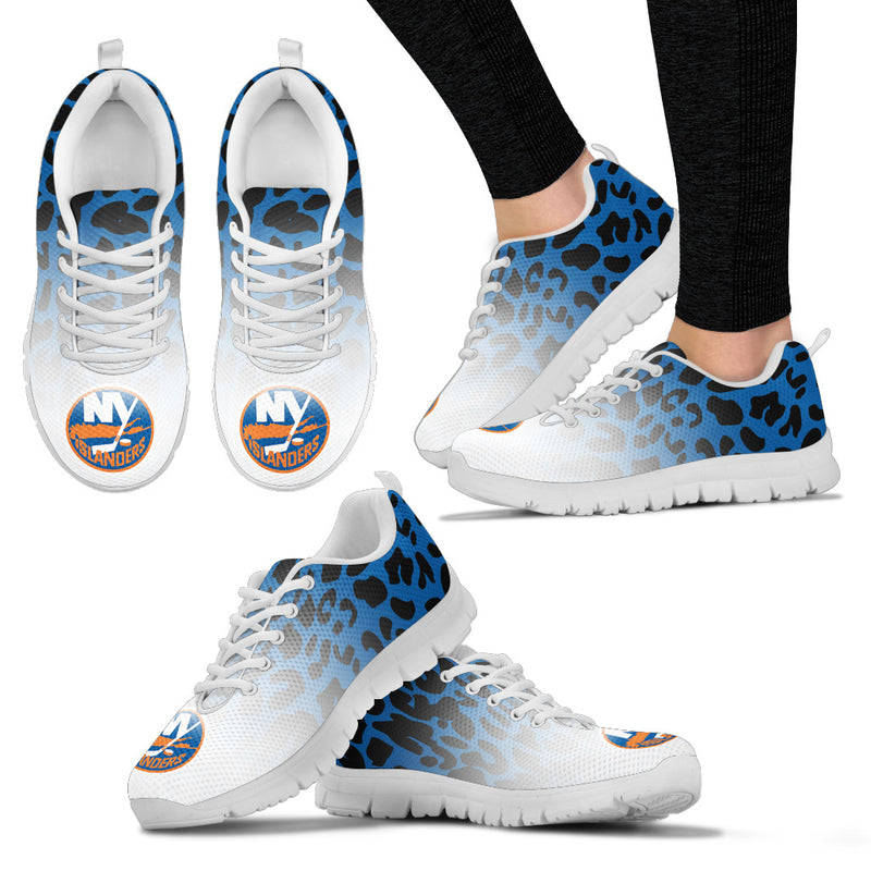 Custom Printed New York Islanders Sneakers Leopard Pattern Awesome