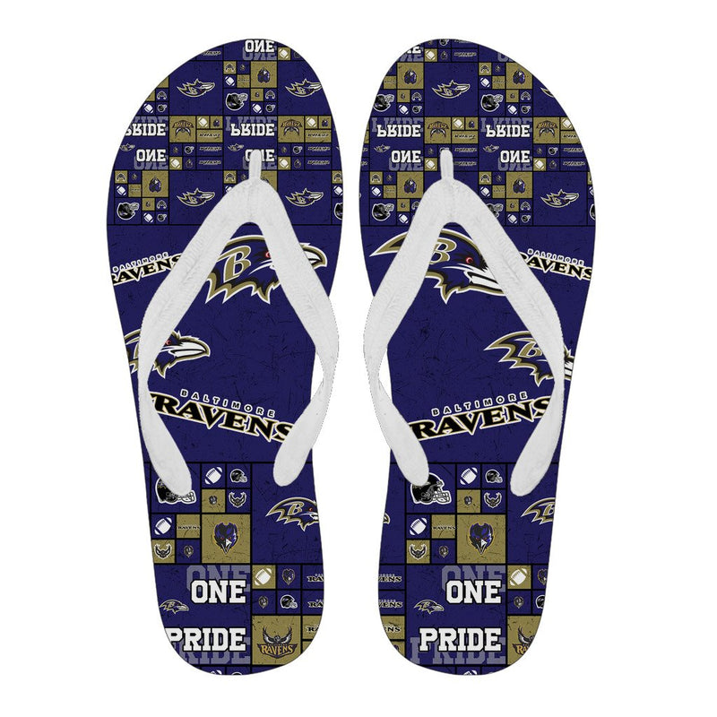 Colorful Pride Flag Baltimore Ravens Flip Flops