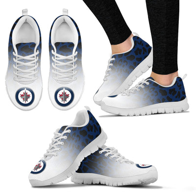 Custom Printed Winnipeg Jets Sneakers Leopard Pattern Awesome