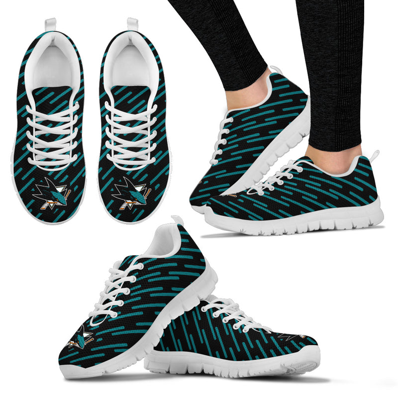 Marvelous Striped Stunning Logo San Jose Sharks Sneakers