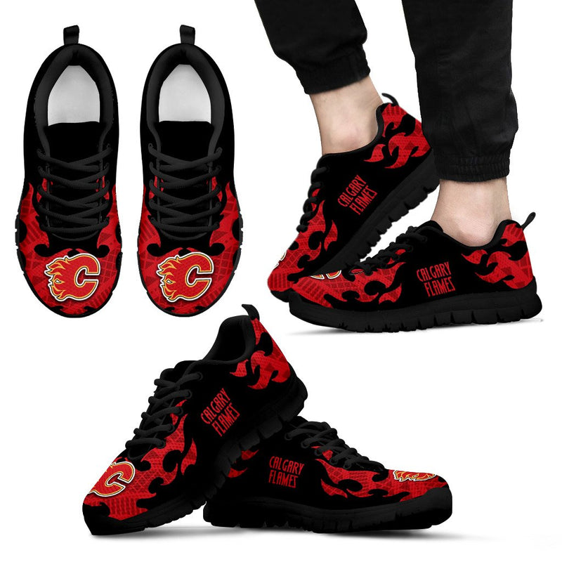 Tribal Flames Pattern Calgary Flames Sneakers