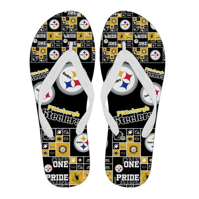 Colorful Pride Flag Pittsburgh Steelers Flip Flops