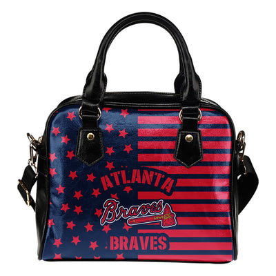 Unique Twinkle Star With Line Atlanta Braves Shoulder Handbags