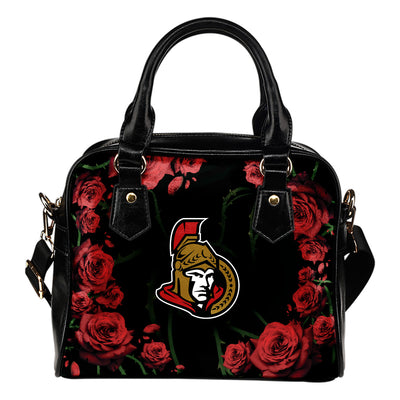 Valentine Rose With Thorns Ottawa Senators Shoulder Handbags