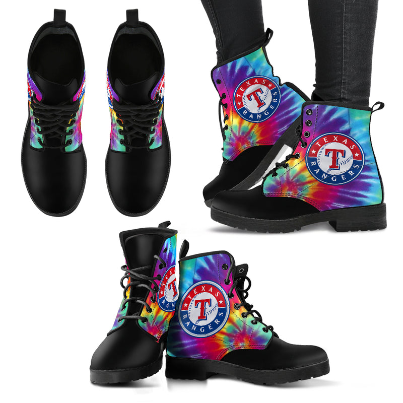 Tie Dying Awesome Background Rainbow Texas Rangers Boots