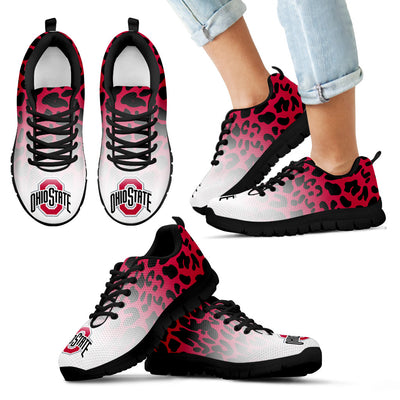 Leopard Pattern Awesome Ohio State Buckeyes Sneakers