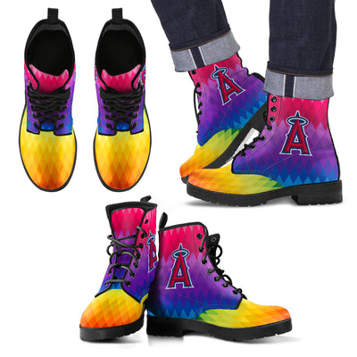 Multicolor Zig Zag Lovely Background Nice Logo Los Angeles Angels Boots