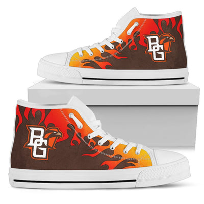 Fire Burning Fierce Strong Logo Bowling Green Falcons High Top Shoes