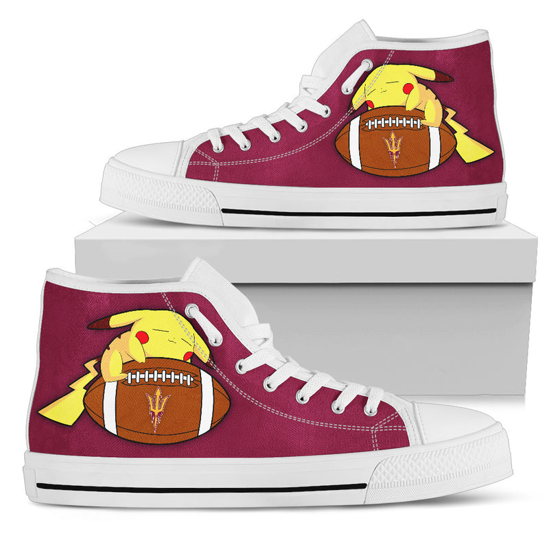 Pikachu Laying On Ball Arizona State Sun Devils High Top Shoes