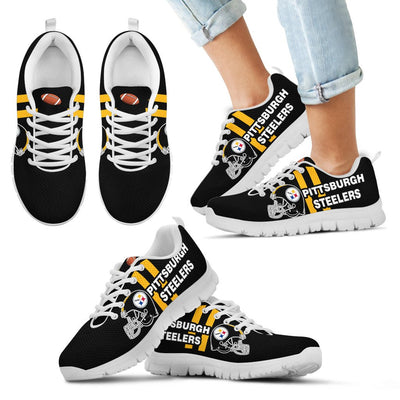 Vertical Two Line Mixed Helmet Pittsburgh Steelers Sneakers