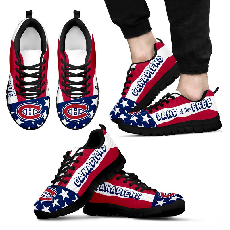 Proud Of American Flag Three Line Montreal Canadiens Sneakers
