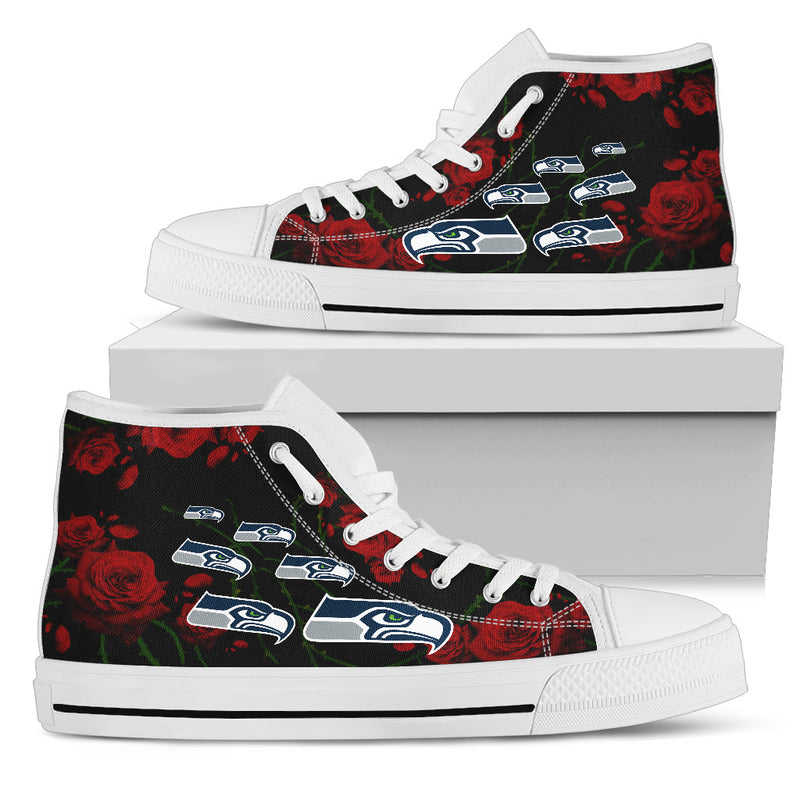 Lovely Rose Thorn Incredible Seattle Seahawks High Top Shoes