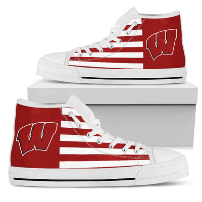 American Flag Wisconsin Badgers High Top Shoes