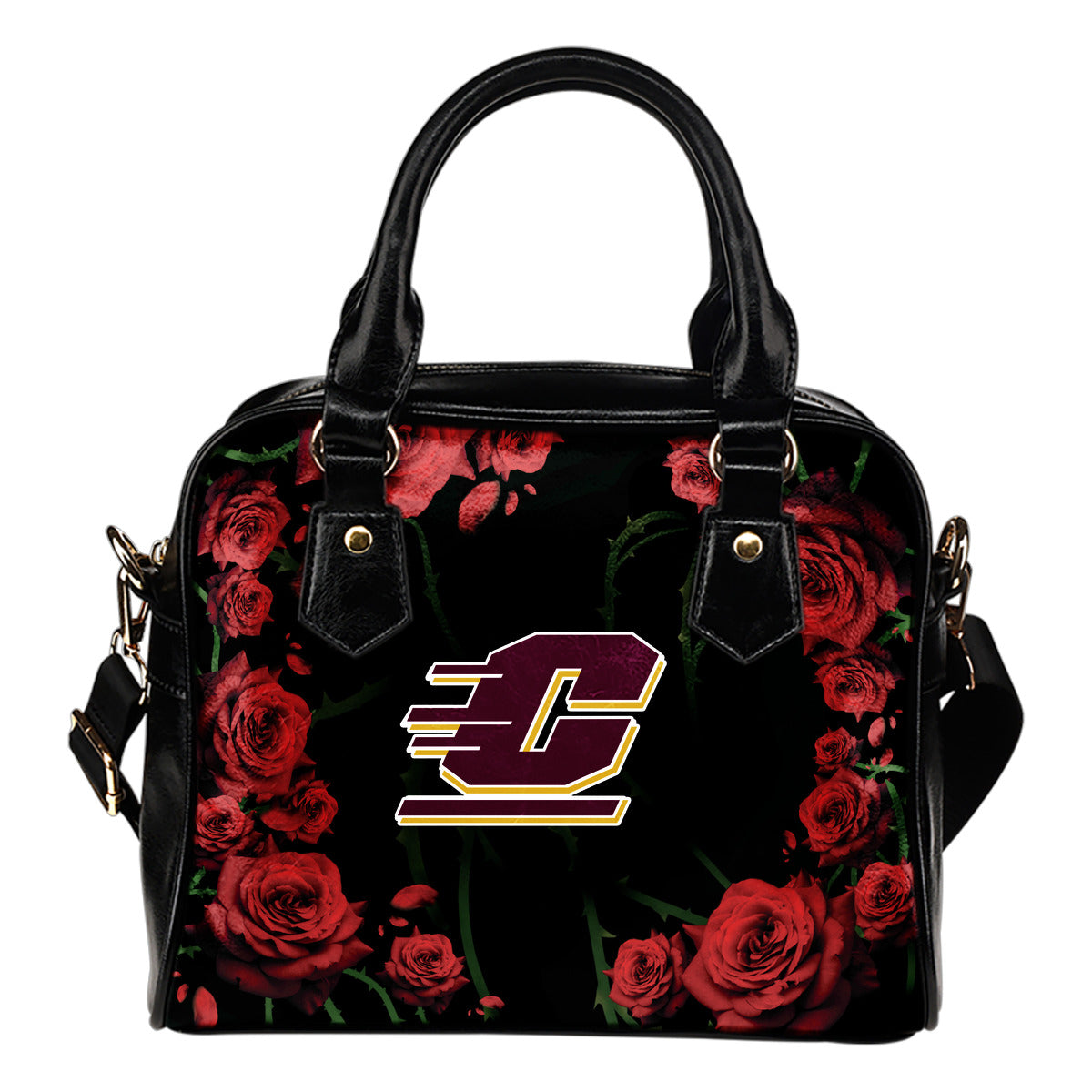 Valentine Rose With Thorns Central Michigan Chippewas Shoulder Handbags