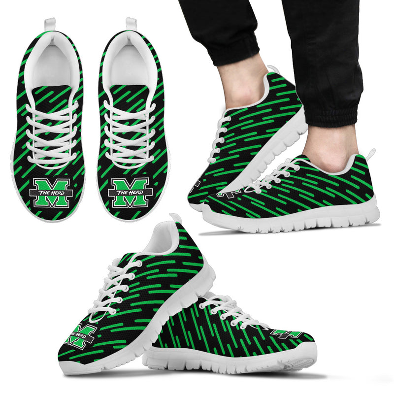 Marvelous Striped Stunning Logo Marshall Thundering Herd Sneakers