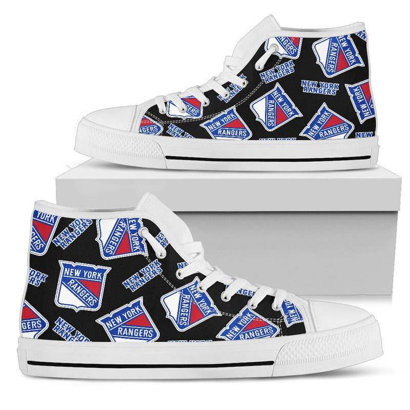 Script Logo Pattern New York Rangers High Top Shoes