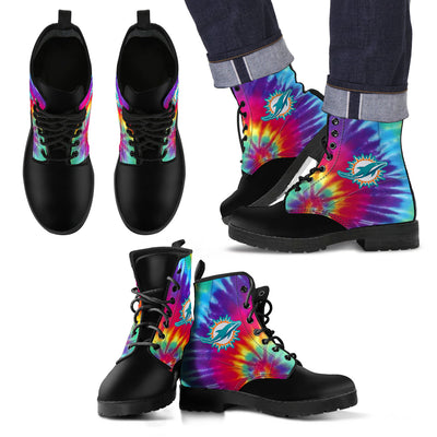 Tie Dying Awesome Background Rainbow Miami Dolphins Boots