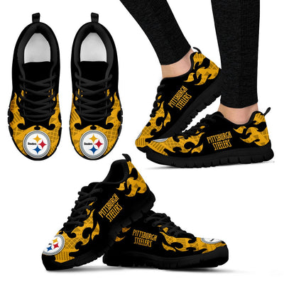 Tribal Flames Pattern Pittsburgh Steelers Sneakers